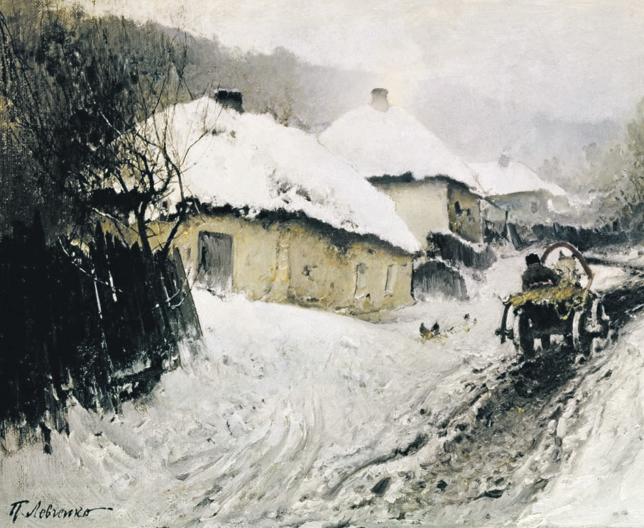 Petro Lewschtschenko, "Ein Dorf im Winter", 1905